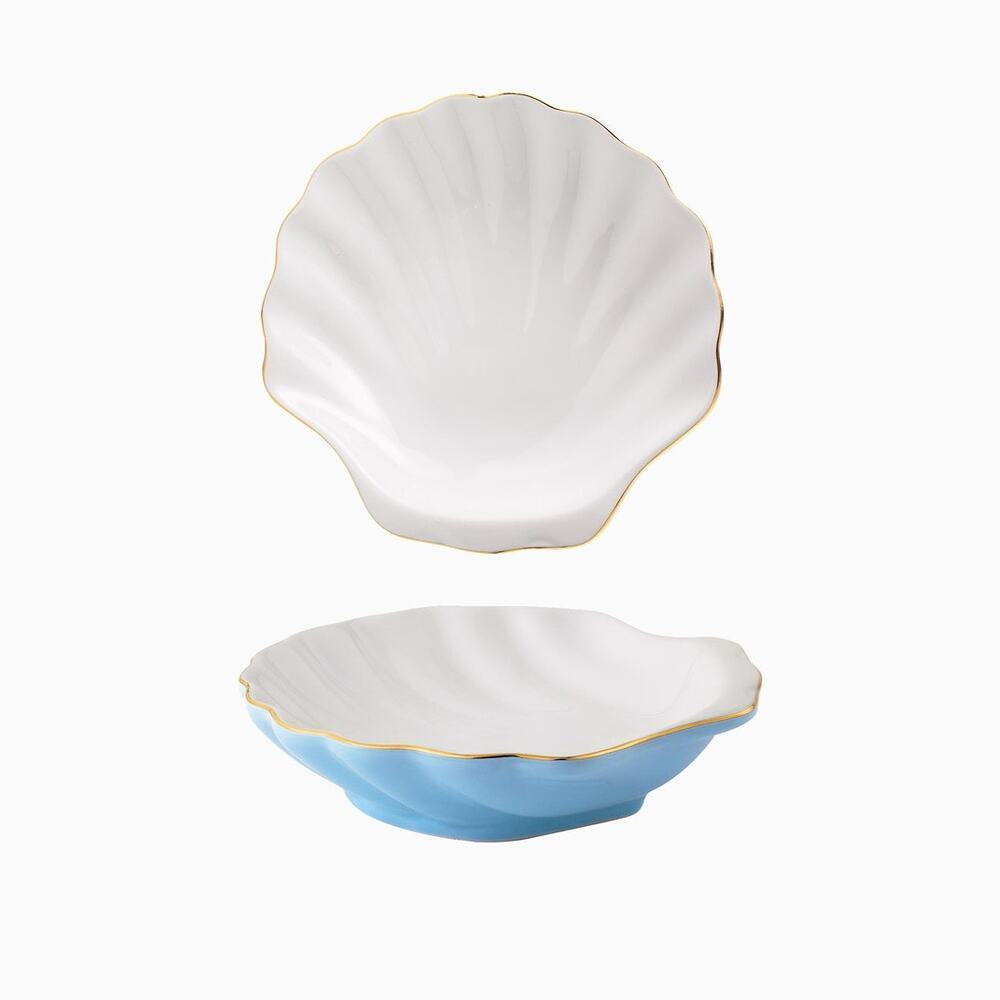 Lilly Pulitzer Seashell Appetizer Plates – Set of 2 – Gold Trim – 6” Ceramic